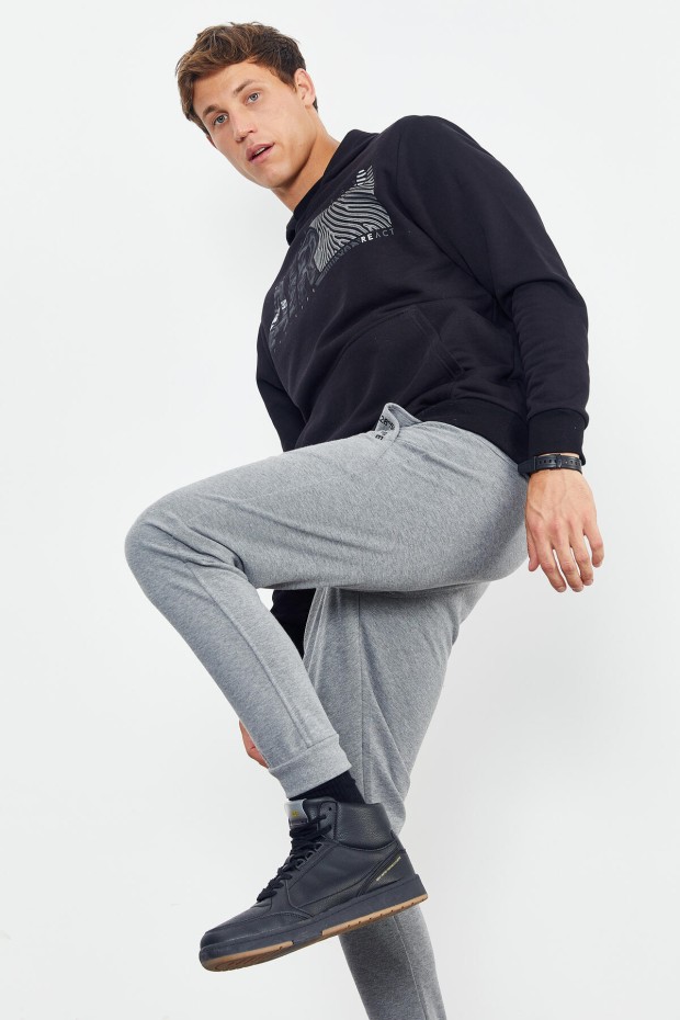 Tommy Life Siyah Air Yazı Baskılı Kapüşonlu Rahat Form Erkek Sweatshirt - 88009. 2 Tommy Life Siyah Air Yazı Baskılı Kapüşonlu Rahat Form Erkek Sweatshirt - 88009. 2