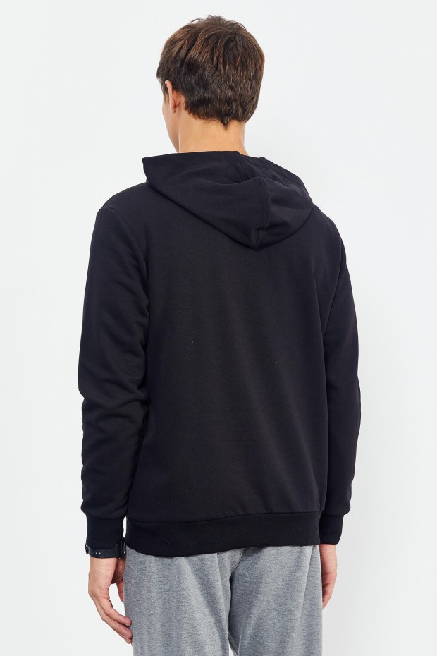 Tommy Life Siyah Air Yazı Baskılı Kapüşonlu Rahat Form Erkek Sweatshirt - 88009. 5 Tommy Life Siyah Air Yazı Baskılı Kapüşonlu Rahat Form Erkek Sweatshirt - 88009. 5