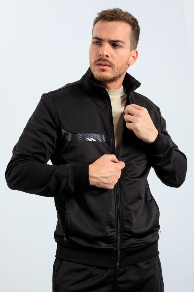 Tommy Life Siyah Dik Yaka Fermuarlı Standart Kalıp Erkek Eşofman Takımı - 85163. 1 Tommy Life Siyah Dik Yaka Fermuarlı Standart Kalıp Erkek Eşofman Takımı - 85163. 1
