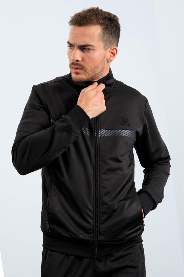 Tommy Life Siyah Dik Yaka Fermuarlı Standart Kalıp Erkek Eşofman Takımı - 85163. 7 Tommy Life Siyah Dik Yaka Fermuarlı Standart Kalıp Erkek Eşofman Takımı - 85163. 7