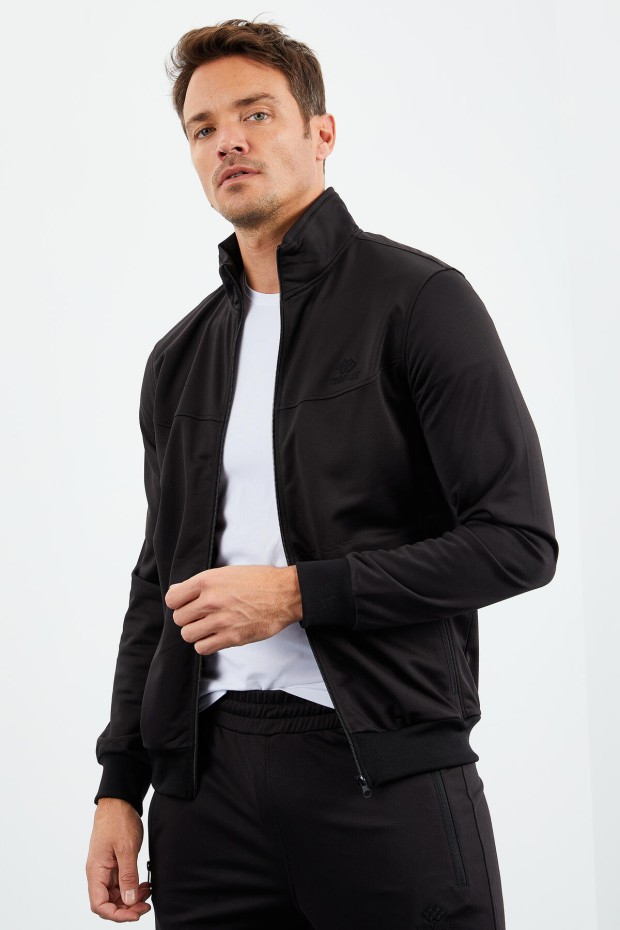 Tommy Life Siyah Dik Yaka Fermuarlı Standart Kalıp Klasik Paça Erkek Eşofman Takımı - 85162. 3 Tommy Life Siyah Dik Yaka Fermuarlı Standart Kalıp Klasik Paça Erkek Eşofman Takımı - 85162. 3