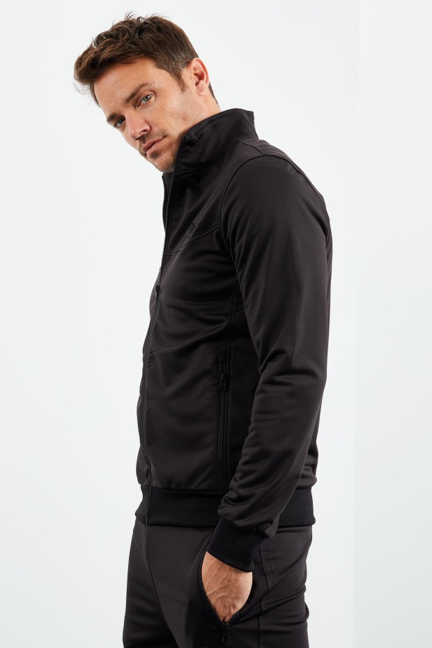 Tommy Life Siyah Dik Yaka Fermuarlı Standart Kalıp Klasik Paça Erkek Eşofman Takımı - 85162. 7 Tommy Life Siyah Dik Yaka Fermuarlı Standart Kalıp Klasik Paça Erkek Eşofman Takımı - 85162. 7