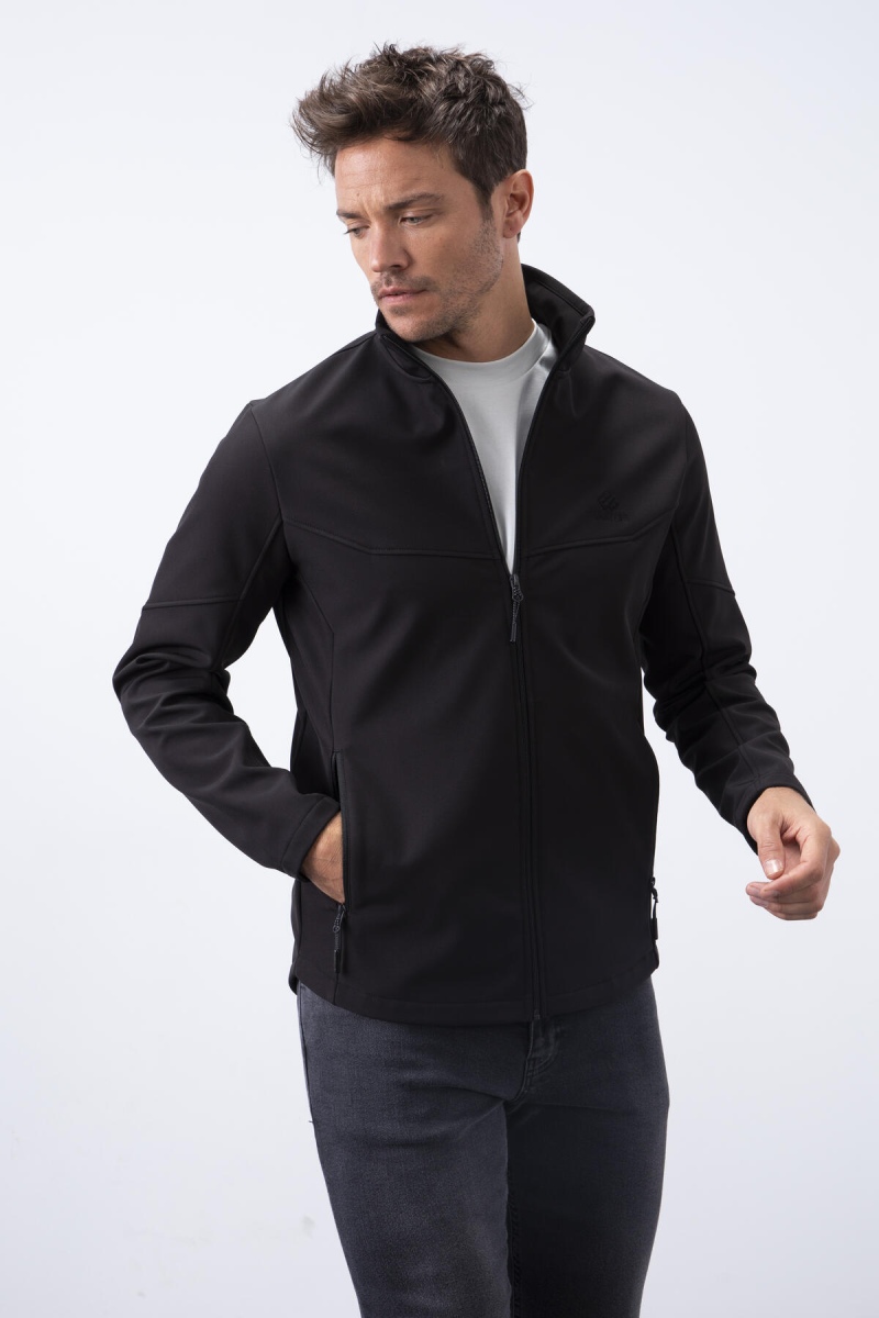 Tommy Life Siyah Fermuarlı Dik Yaka Su ve Rüzgar Geçirmez Softshell Erkek Mont - 88050. 2 Tommy Life Siyah Fermuarlı Dik Yaka Su ve Rüzgar Geçirmez Softshell Erkek Mont - 88050. 2