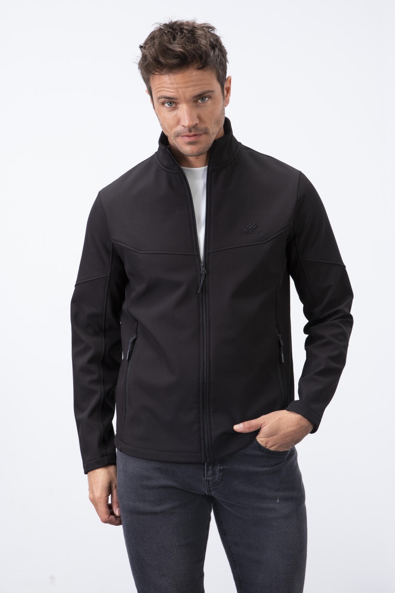 Tommy Life Siyah Fermuarlı Dik Yaka Su ve Rüzgar Geçirmez Softshell Erkek Mont - 88050. 5 Tommy Life Siyah Fermuarlı Dik Yaka Su ve Rüzgar Geçirmez Softshell Erkek Mont - 88050. 5