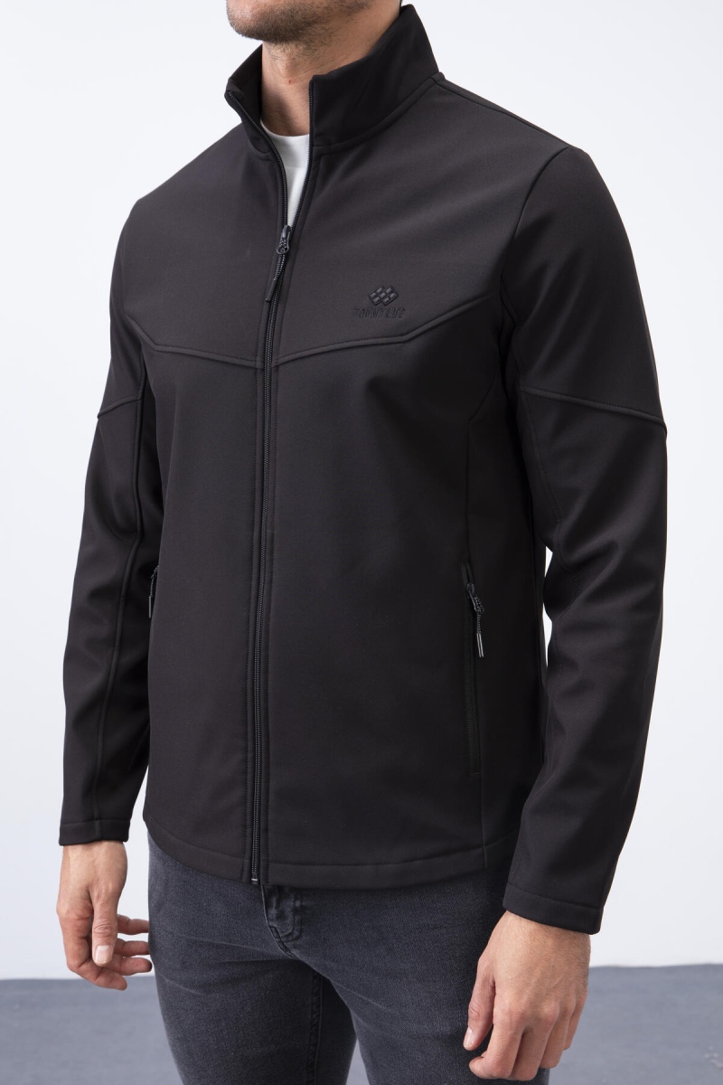 Tommy Life Siyah Fermuarlı Dik Yaka Su ve Rüzgar Geçirmez Softshell Erkek Mont - 88050. 7 Tommy Life Siyah Fermuarlı Dik Yaka Su ve Rüzgar Geçirmez Softshell Erkek Mont - 88050. 7