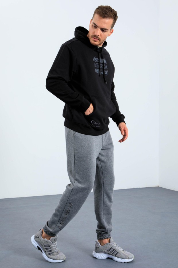 Tommy Life Siyah Kaplan Baskılı Kapüşonlu Rahat Form Erkek Sweatshirt - 88036. 2 Tommy Life Siyah Kaplan Baskılı Kapüşonlu Rahat Form Erkek Sweatshirt - 88036. 2
