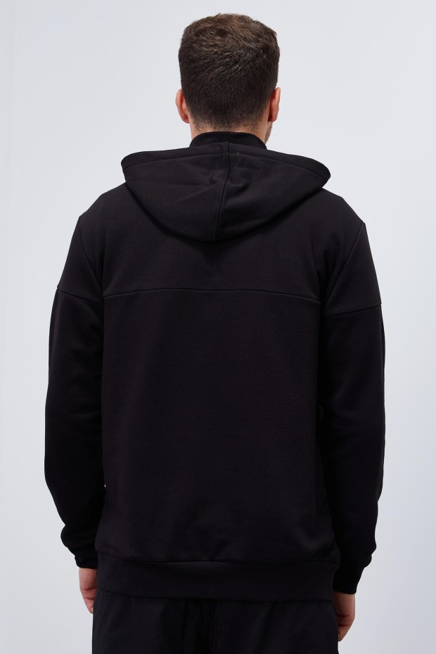 Tommy Life Siyah Nakış Detaylı Yarım Fermuar Kapüşonlu Erkek Sweatshirt - 88033. 5 Tommy Life Siyah Nakış Detaylı Yarım Fermuar Kapüşonlu Erkek Sweatshirt - 88033. 5