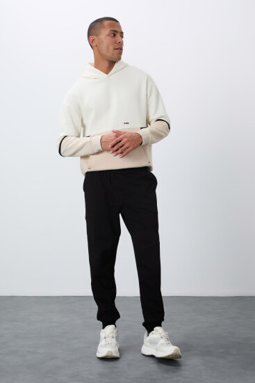 Siyah Klasik Cepli Standart Kalıp Manşetli Erkek Eşofman Alt - 84652 