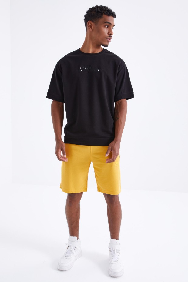Tommy Life Siyah Minimal Yazı Nakışlı O Yaka Erkek Oversize T-Shirt - 88106. 2 Tommy Life Siyah Minimal Yazı Nakışlı O Yaka Erkek Oversize T-Shirt - 88106. 2