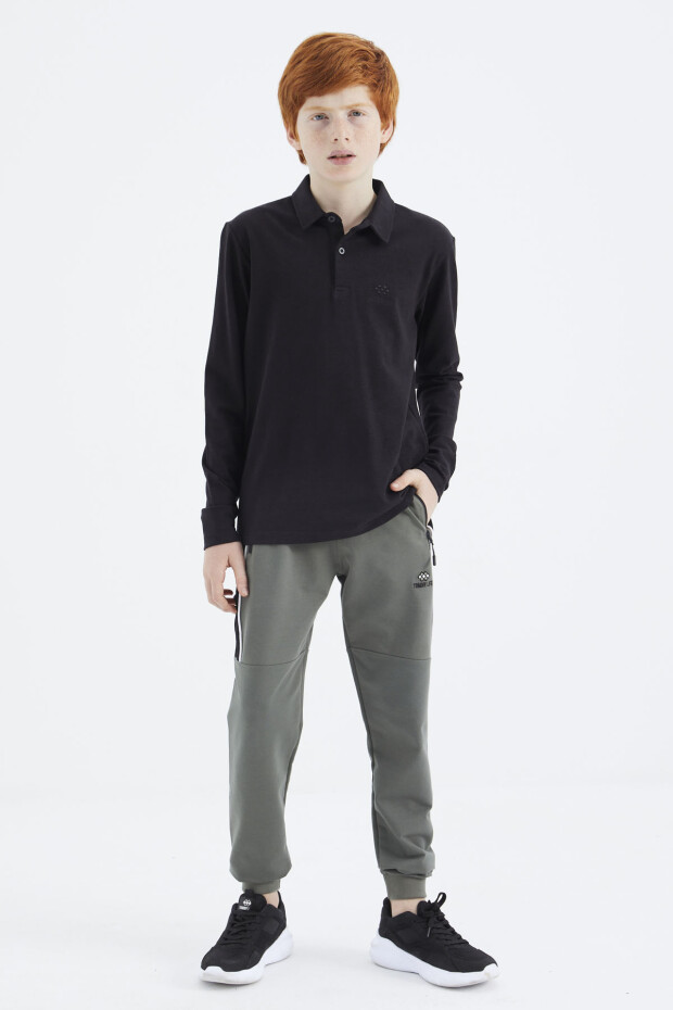 Siyah Polo Yaka Basic Erkek Çocuk T-Shirt - 11171 - 6