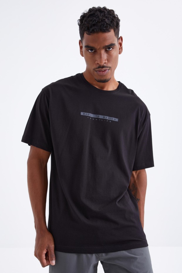 Tommy Life Siyah Sırtı Yazı Baskılı O Yaka Erkek Oversize T-Shirt - 88100. 4 Tommy Life Siyah Sırtı Yazı Baskılı O Yaka Erkek Oversize T-Shirt - 88100. 4