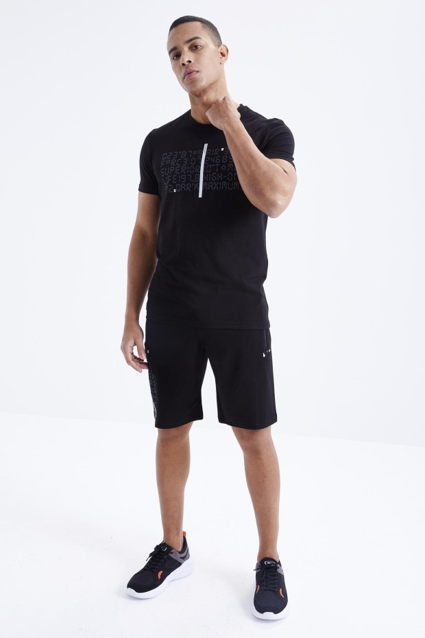 Tommy Life Siyah Yazı Baskılı O Yaka Bermuda Erkek Şort Takım - 85172. 3 Tommy Life Siyah Yazı Baskılı O Yaka Bermuda Erkek Şort Takım - 85172. 3
