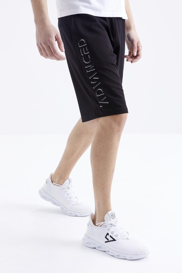 Tommy Life Siyah Yazı Nakışlı Bağcıklı Standart Kalıp Erkek Şort - 81223. 2 Tommy Life Siyah Yazı Nakışlı Bağcıklı Standart Kalıp Erkek Şort - 81223. 2