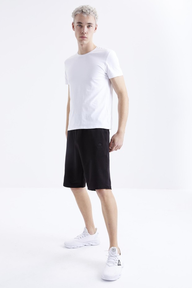 Tommy Life Siyah Yazı Nakışlı Bağcıklı Standart Kalıp Erkek Şort - 81223. 1 Tommy Life Siyah Yazı Nakışlı Bağcıklı Standart Kalıp Erkek Şort - 81223. 1