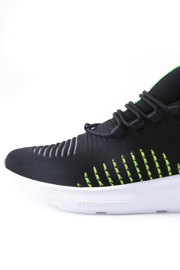 Tommy Life Siyah - Yesıl Lastik Bağcıklı Çizgi Detaylı Yüksek Taban Erkek Spor Ayakkabı - 89067. 3 Tommy Life Siyah - Yesıl Lastik Bağcıklı Çizgi Detaylı Yüksek Taban Erkek Spor Ayakkabı - 89067. 3