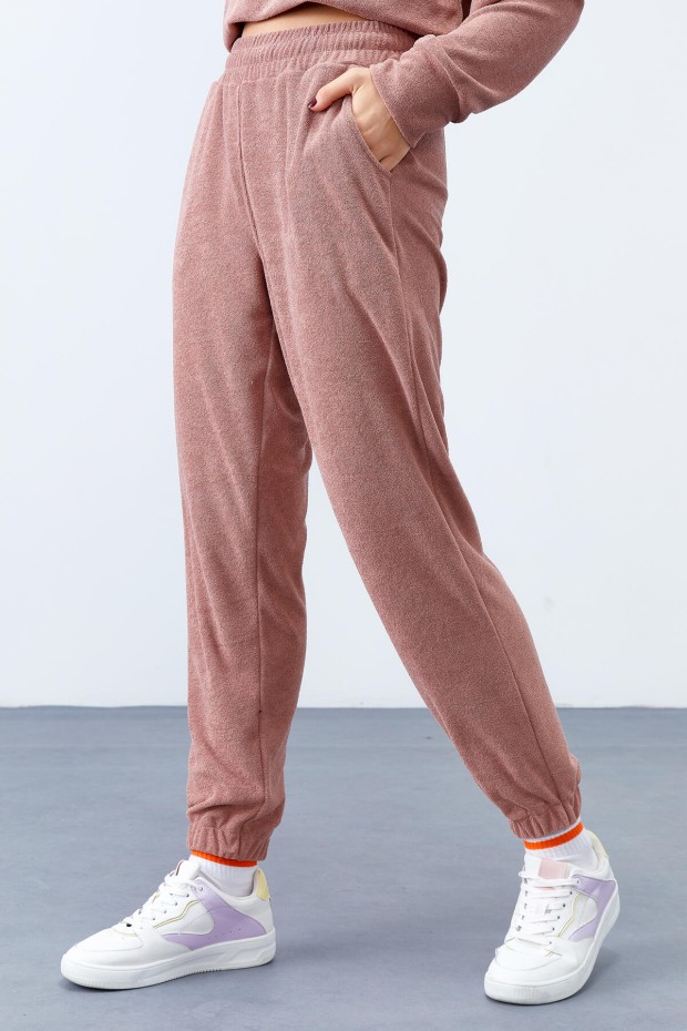 Tommy Life Somon Havlu Kumaş Kapüşonlu Jogger Kadın Oversize Eşofman Takım - 95311. 4 Tommy Life Somon Havlu Kumaş Kapüşonlu Jogger Kadın Oversize Eşofman Takım - 95311. 4