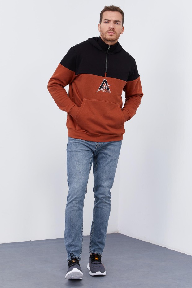 Tommy Life Tarçın Nakış Detaylı Yarım Fermuar Kapüşonlu Erkek Sweatshirt - 88033. 8 Tommy Life Tarçın Nakış Detaylı Yarım Fermuar Kapüşonlu Erkek Sweatshirt - 88033. 8