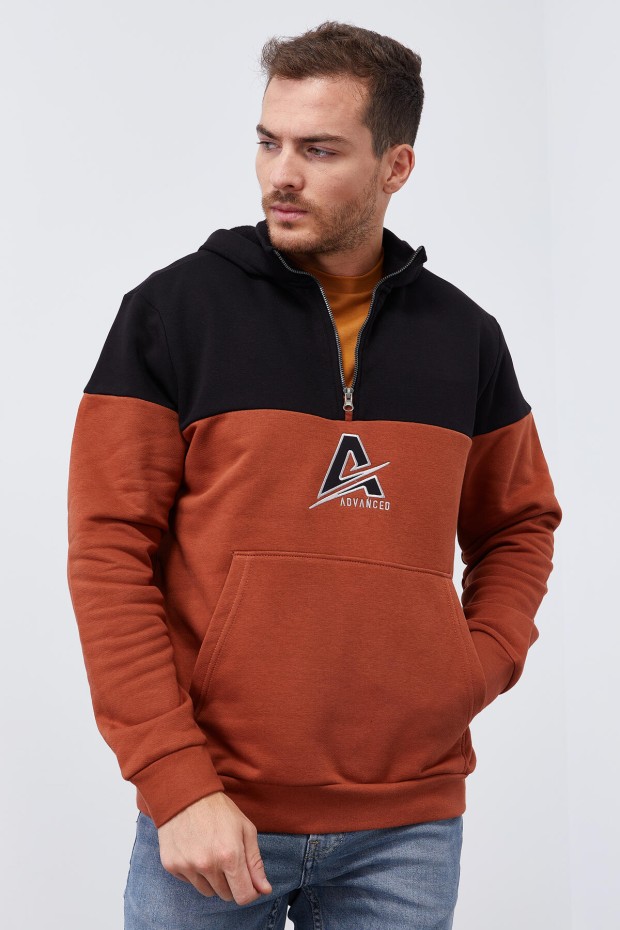 Tommy Life Tarçın Nakış Detaylı Yarım Fermuar Kapüşonlu Erkek Sweatshirt - 88033. 6 Tommy Life Tarçın Nakış Detaylı Yarım Fermuar Kapüşonlu Erkek Sweatshirt - 88033. 6