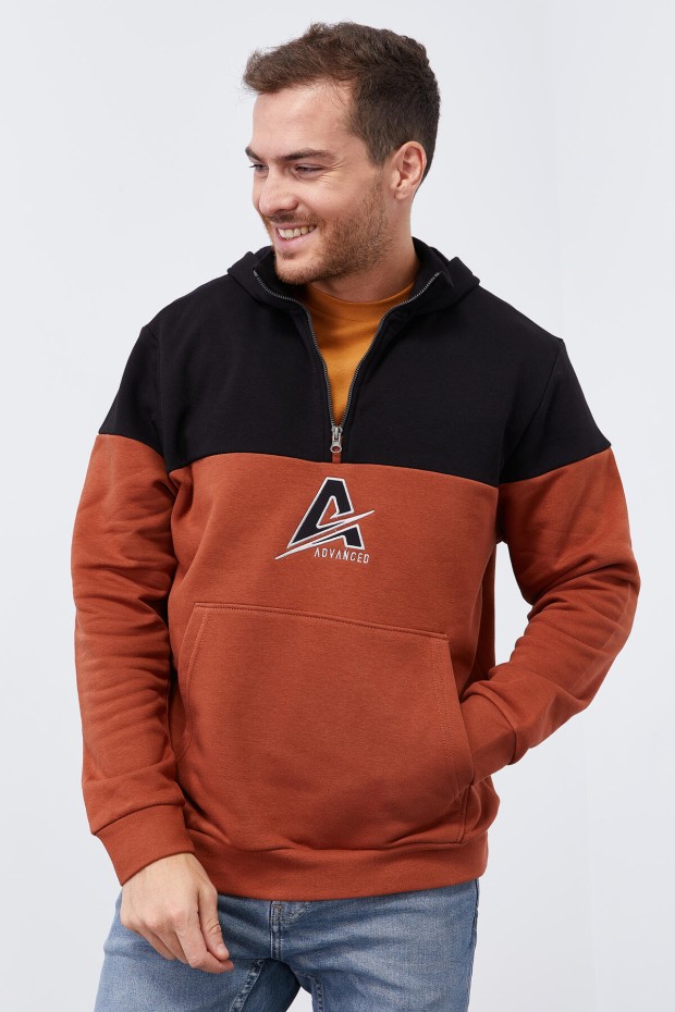 Tommy Life Tarçın Nakış Detaylı Yarım Fermuar Kapüşonlu Erkek Sweatshirt - 88033. 3 Tommy Life Tarçın Nakış Detaylı Yarım Fermuar Kapüşonlu Erkek Sweatshirt - 88033. 3