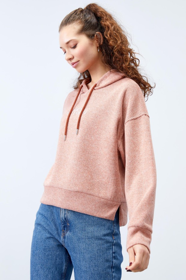 Tommy Life Tarçın Kapüşonlu Yazı Nakışlı Selanik Kadın Oversize Sweatshirt - 97192. 2 Tommy Life Tarçın Kapüşonlu Yazı Nakışlı Selanik Kadın Oversize Sweatshirt - 97192. 2