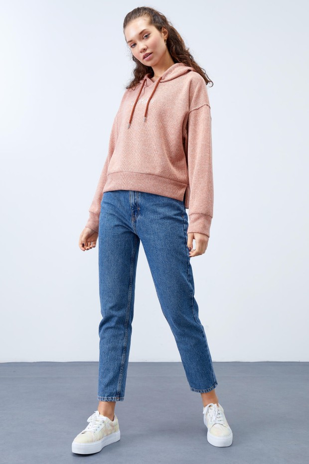 Tommy Life Tarçın Kapüşonlu Yazı Nakışlı Selanik Kadın Oversize Sweatshirt - 97192. 4 Tommy Life Tarçın Kapüşonlu Yazı Nakışlı Selanik Kadın Oversize Sweatshirt - 97192. 4