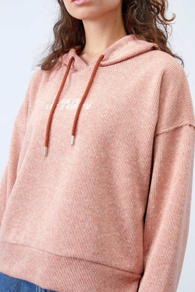 Tommy Life Tarçın Kapüşonlu Yazı Nakışlı Selanik Kadın Oversize Sweatshirt - 97192. 8 Tommy Life Tarçın Kapüşonlu Yazı Nakışlı Selanik Kadın Oversize Sweatshirt - 97192. 8