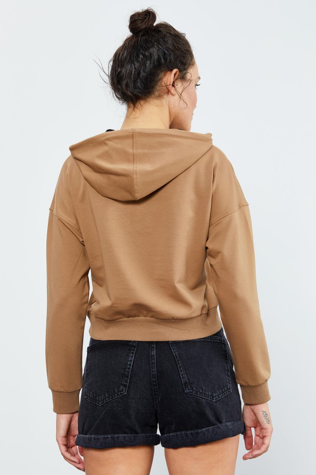 Toprak Uzun Kol Rahat Form Kapüşonlu Kadın Sweatshirt - 97115 - 8