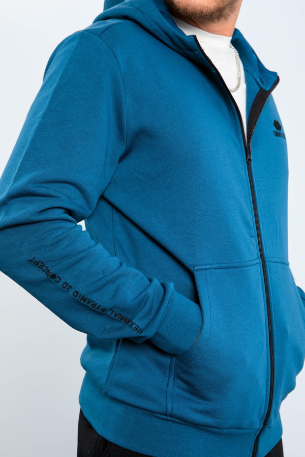 Tommy Life Zümrüt Basic Kapüşonlu Rahat Form Nakış Detaylı Fermuarlı Erkek Sweatshirt - 88035. 4 Tommy Life Zümrüt Basic Kapüşonlu Rahat Form Nakış Detaylı Fermuarlı Erkek Sweatshirt - 88035. 4