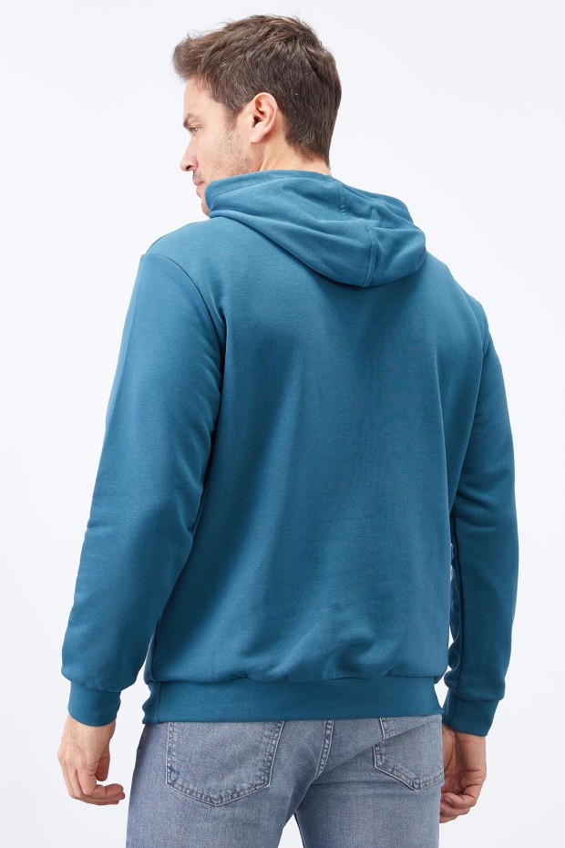 Tommy Life Zümrüt Kuzgun Baskılı Kapüşonlu Kanguru Cepli Rahat Form Erkek Sweatshirt - 88014. 7 Tommy Life Zümrüt Kuzgun Baskılı Kapüşonlu Kanguru Cepli Rahat Form Erkek Sweatshirt - 88014. 7