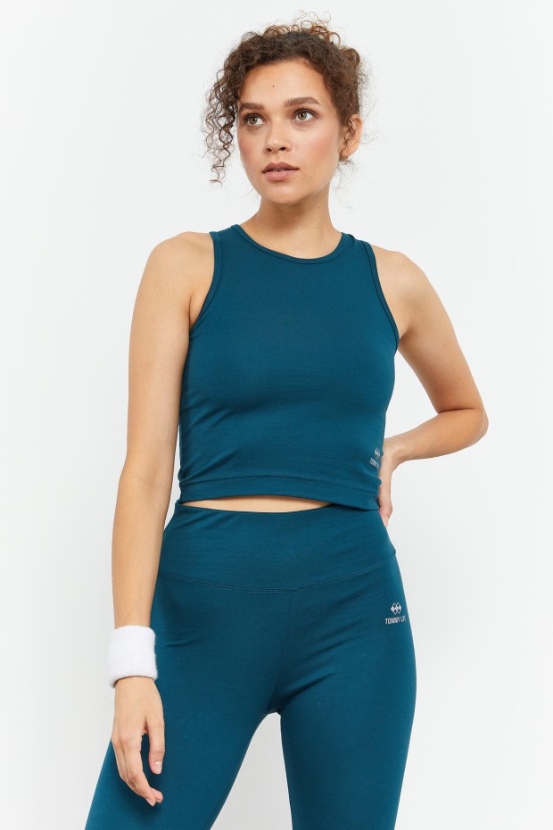 Tommy Life Zümrüt Yüksek Bel Kapri-Crop Atlet Slim Fit Kadın Tayt Takım - 95284. 5 Tommy Life Zümrüt Yüksek Bel Kapri-Crop Atlet Slim Fit Kadın Tayt Takım - 95284. 5