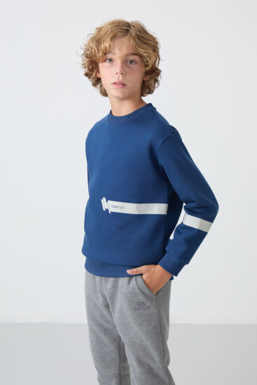 Parlament Pamuklu Kalın İçi Tüylü Yumuşak Dokulu Standart Fit Baskılı Erkek Çocuk Sweatshirt - 11238 