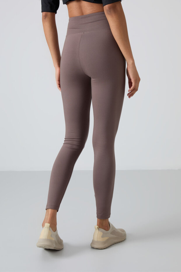 Slim Fit 3'lü Paket Koyu Bej-Kahverengi-Siyah Kadın Tayt - 94011 - 4