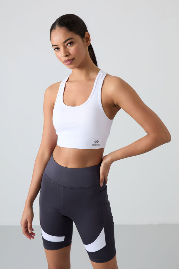 Slim Fit U Yaka 2'li Paket Siyah-Beyaz Kadın Spor Büstiyer - 97120 - 5