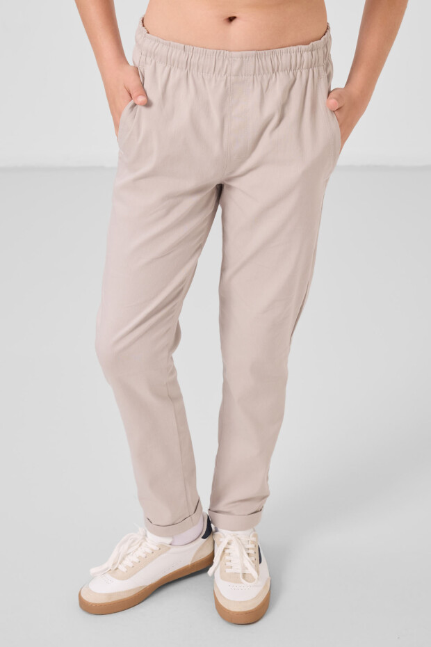 Taş Standart Fit Dokuma Hafif Esnek Chino Erkek Çocuk Pantolon - 11272 - 2