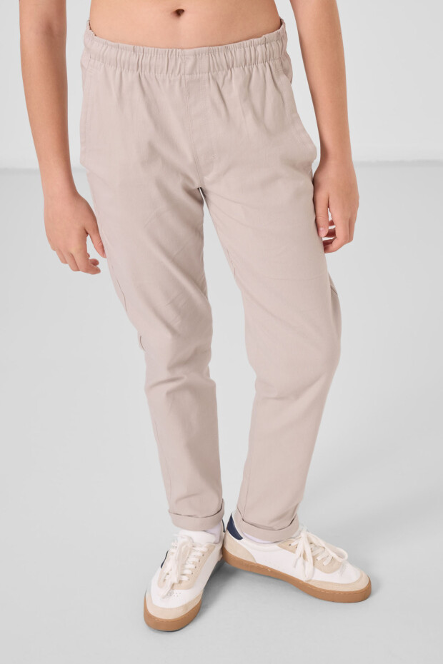 Taş Standart Fit Dokuma Hafif Esnek Chino Erkek Çocuk Pantolon - 11272 - 4
