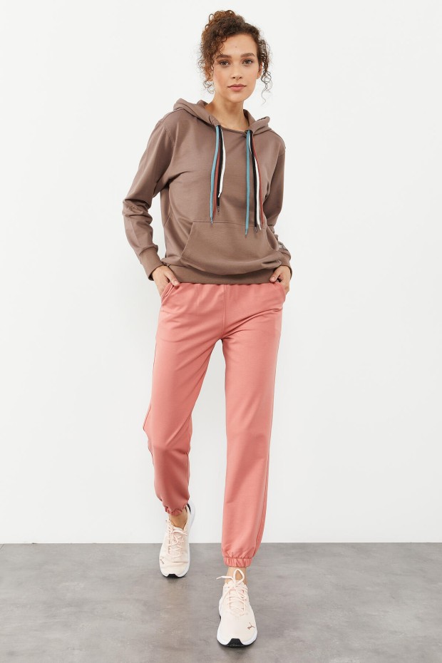 Tommy Life Toprak Dört Renk Bağcıklı Kadın Oversize Sweatshirt - 97157. 2