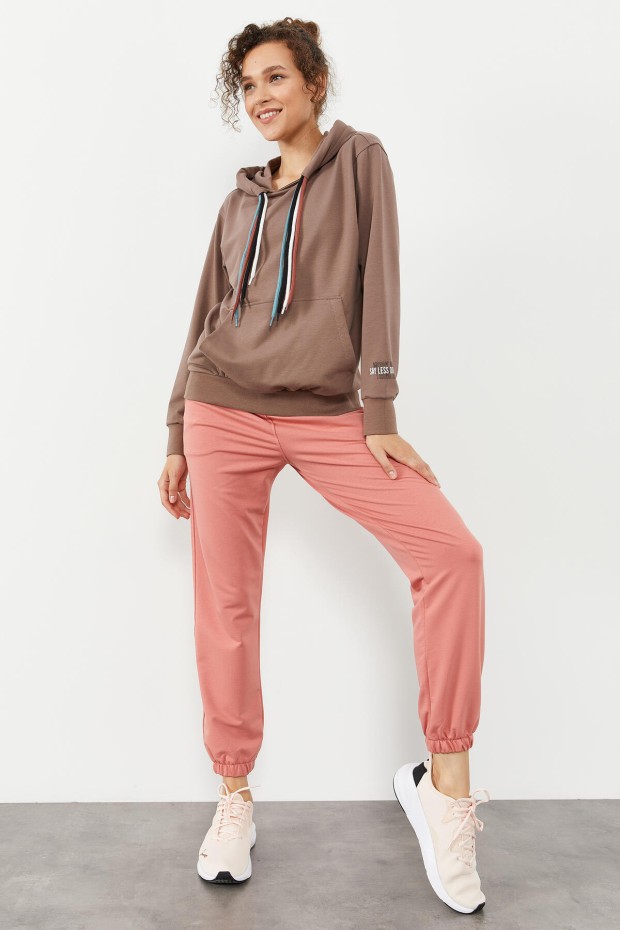 Tommy Life Toprak Dört Renk Bağcıklı Kadın Oversize Sweatshirt - 97157. 4